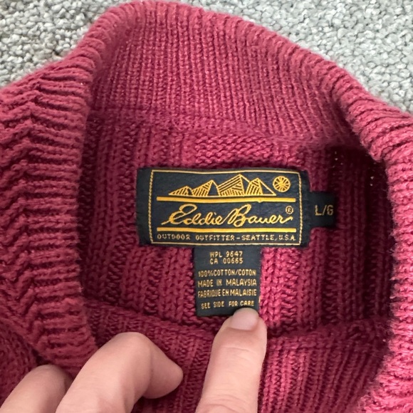 Vintage Eddie Bauer Classic Red Cable Knit Sweater - Picture 3 of 4